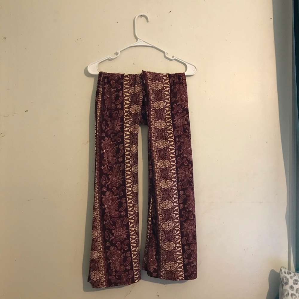 Try !  this-  size M burgundy/ white plaza pants